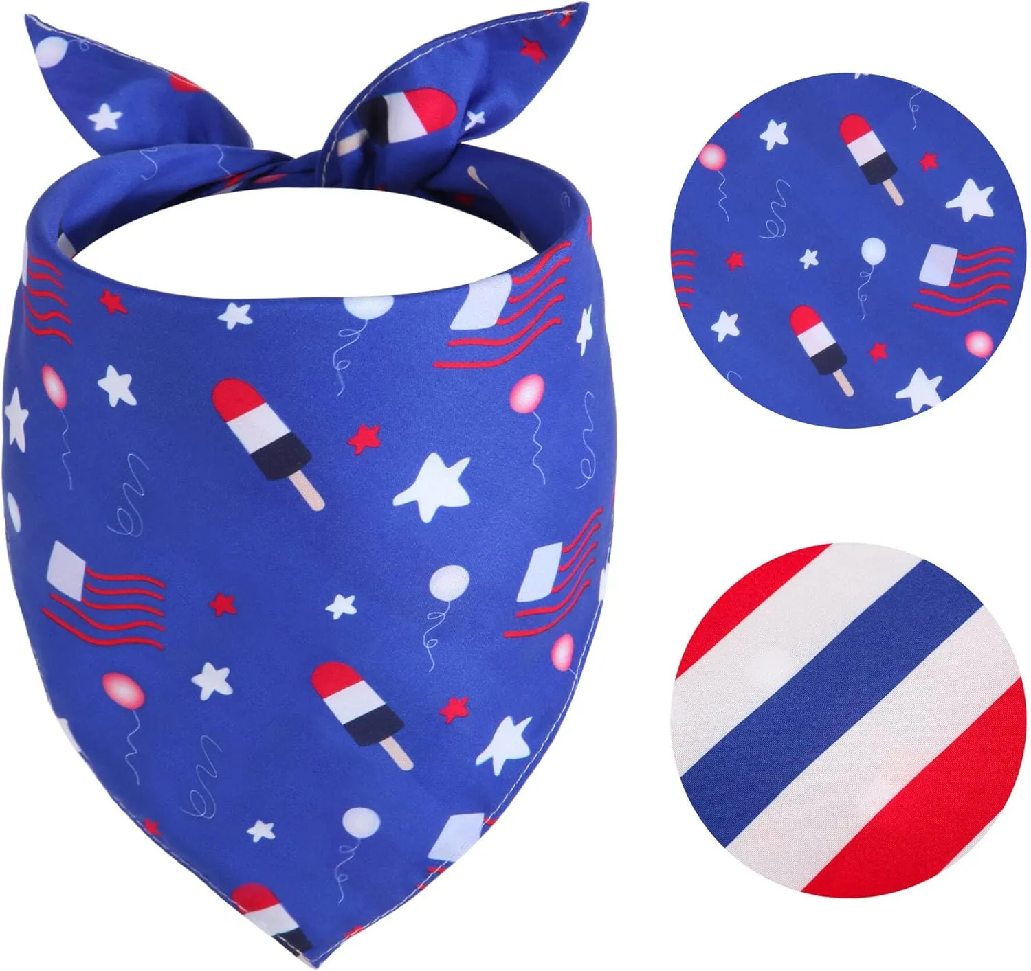 4th of July Dog Bandana XLarge 1PCS, American Flag Pet Patriotic Scarf, Premium Durable Triangle Reversible USA Bandana for Large Dogs