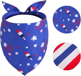 4th of July Dog Bandana XLarge 1PCS, American Flag Pet Patriotic Scarf, Premium Durable Triangle Reversible USA Bandana for Large Dogs