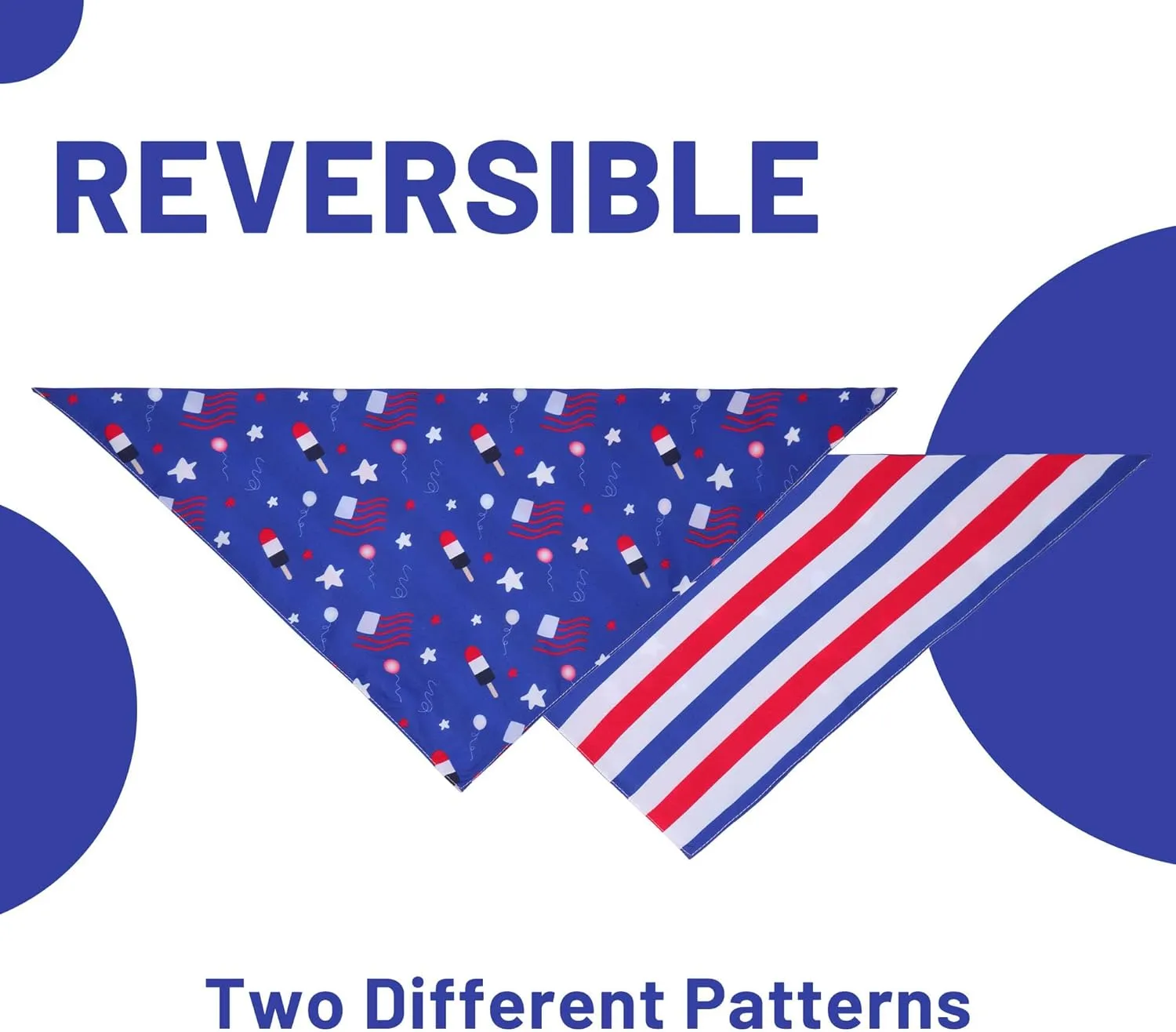 4th of July Dog Bandana XLarge 1PCS, American Flag Pet Patriotic Scarf, Premium Durable Triangle Reversible USA Bandana for Large Dogs