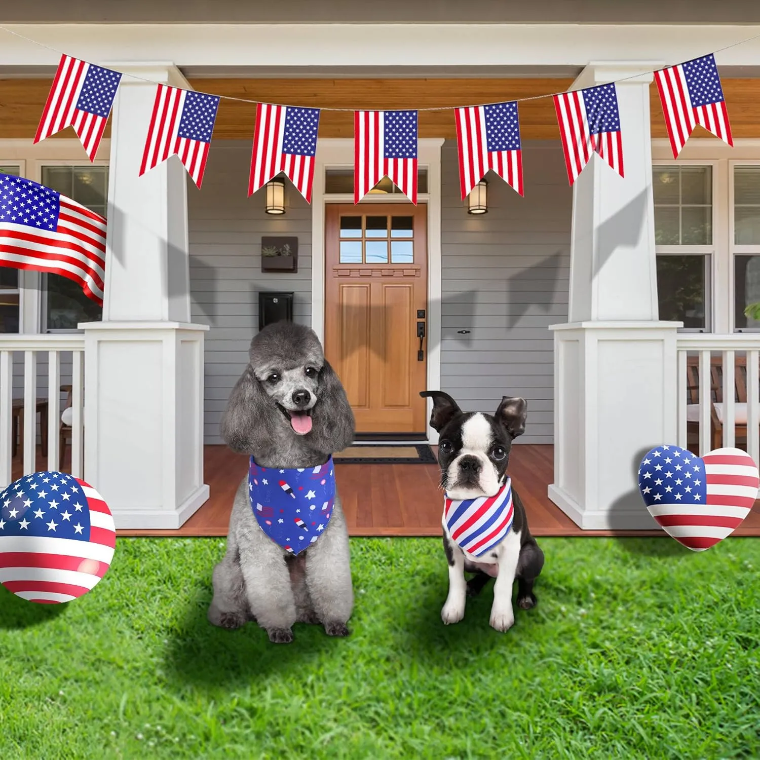 4th of July Dog Bandana XLarge 1PCS, American Flag Pet Patriotic Scarf, Premium Durable Triangle Reversible USA Bandana for Large Dogs