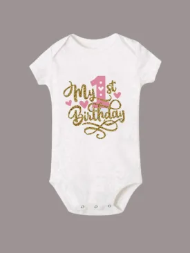 Adorable "My 1st Birthday" Baby Girl Romper - Princess Bodysuit
