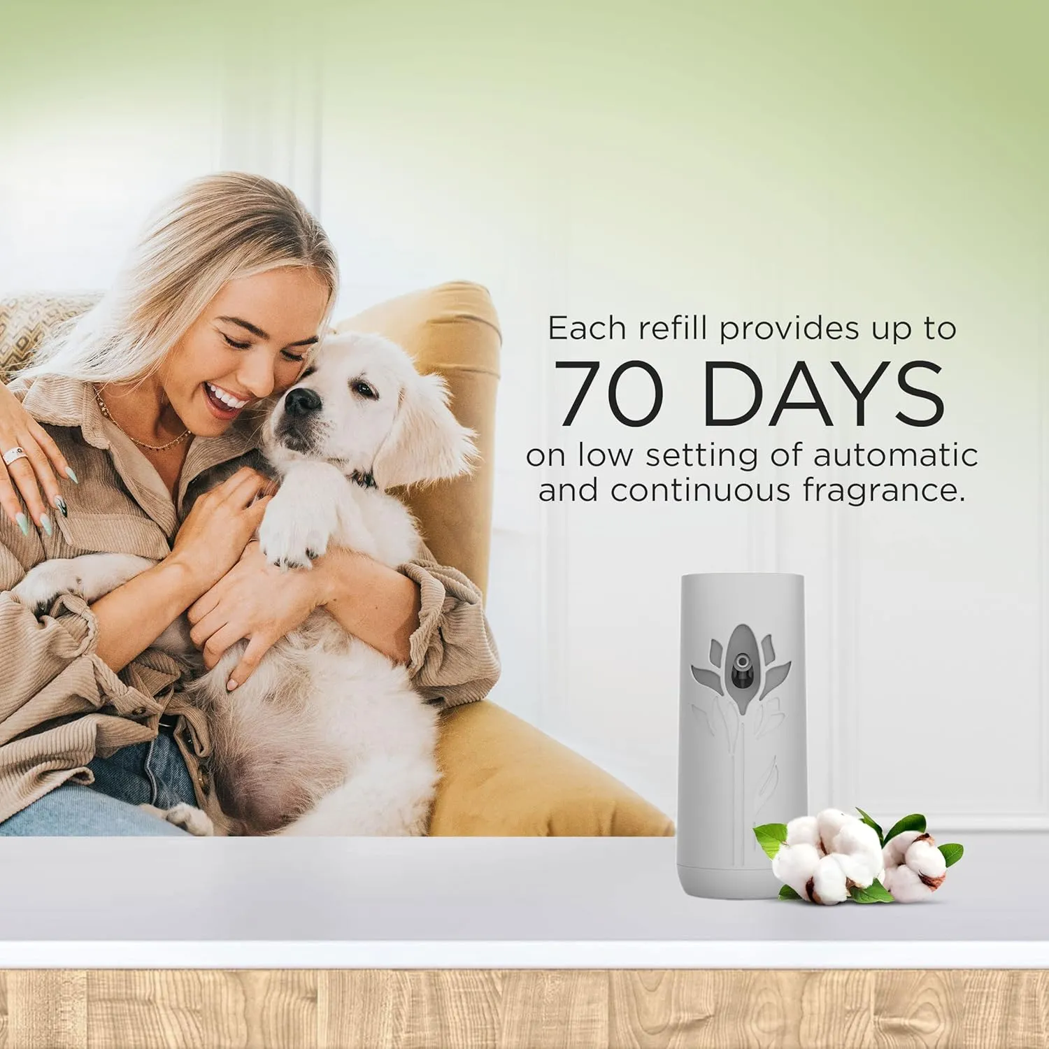 Air Wick Automatic Spray Starter Kit Fresh New Day Pet Fresh Cotton, Air Freshener, Essential Oils