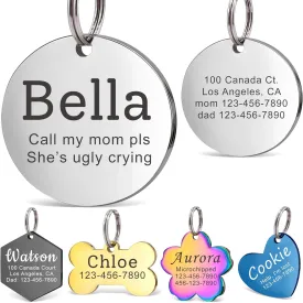 Anavia Personalized Pet ID Tags, Stainless Steel Glossy Laser Engraved Dog Cat Collar Name Tags, Multiple Colors Shapes Sizes (Round, Small)