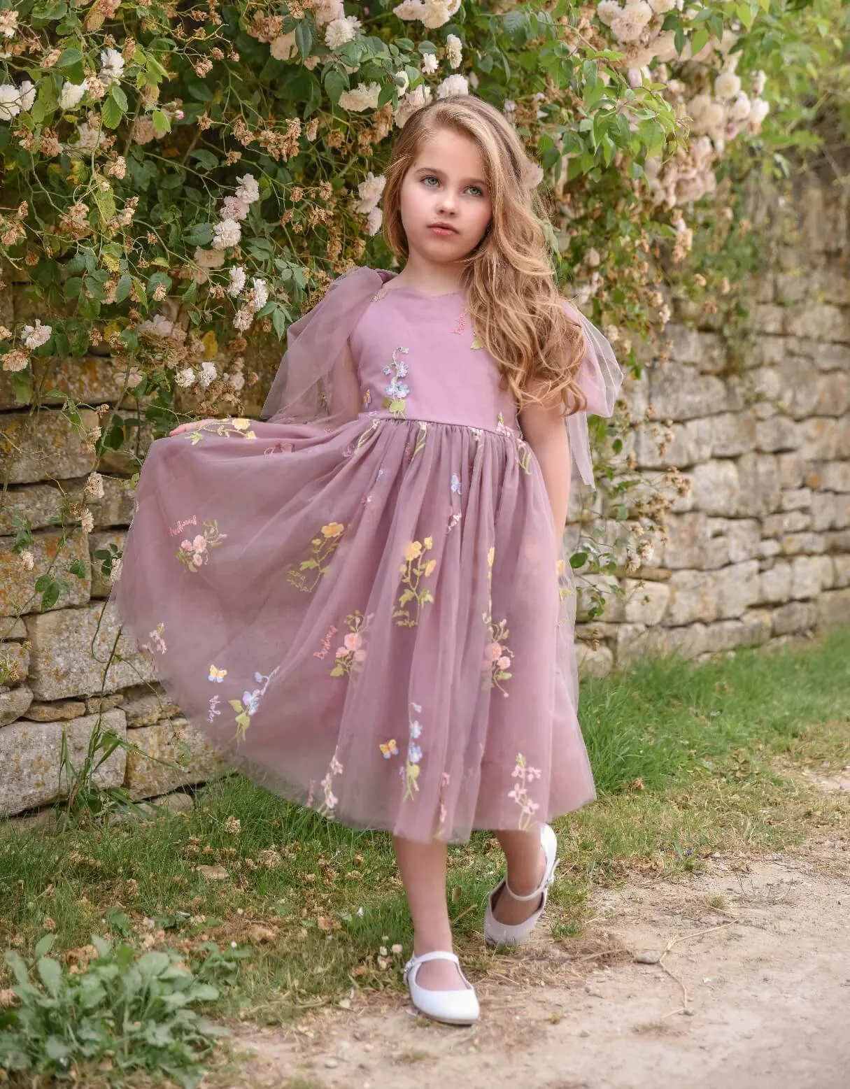Baby Enchanted Angel Dress - Embroidered Heather