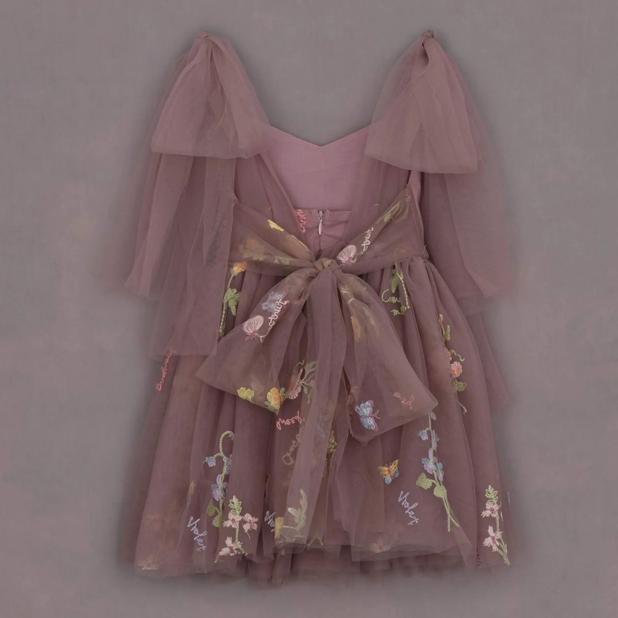 Baby Enchanted Angel Dress - Embroidered Heather