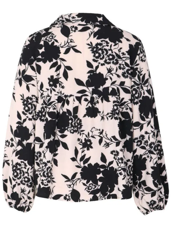 Bethan Women's New V-Neck Lace-Up Printed Shirt