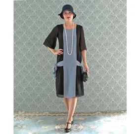 Black and grey Roaring 20s dress with sleeves