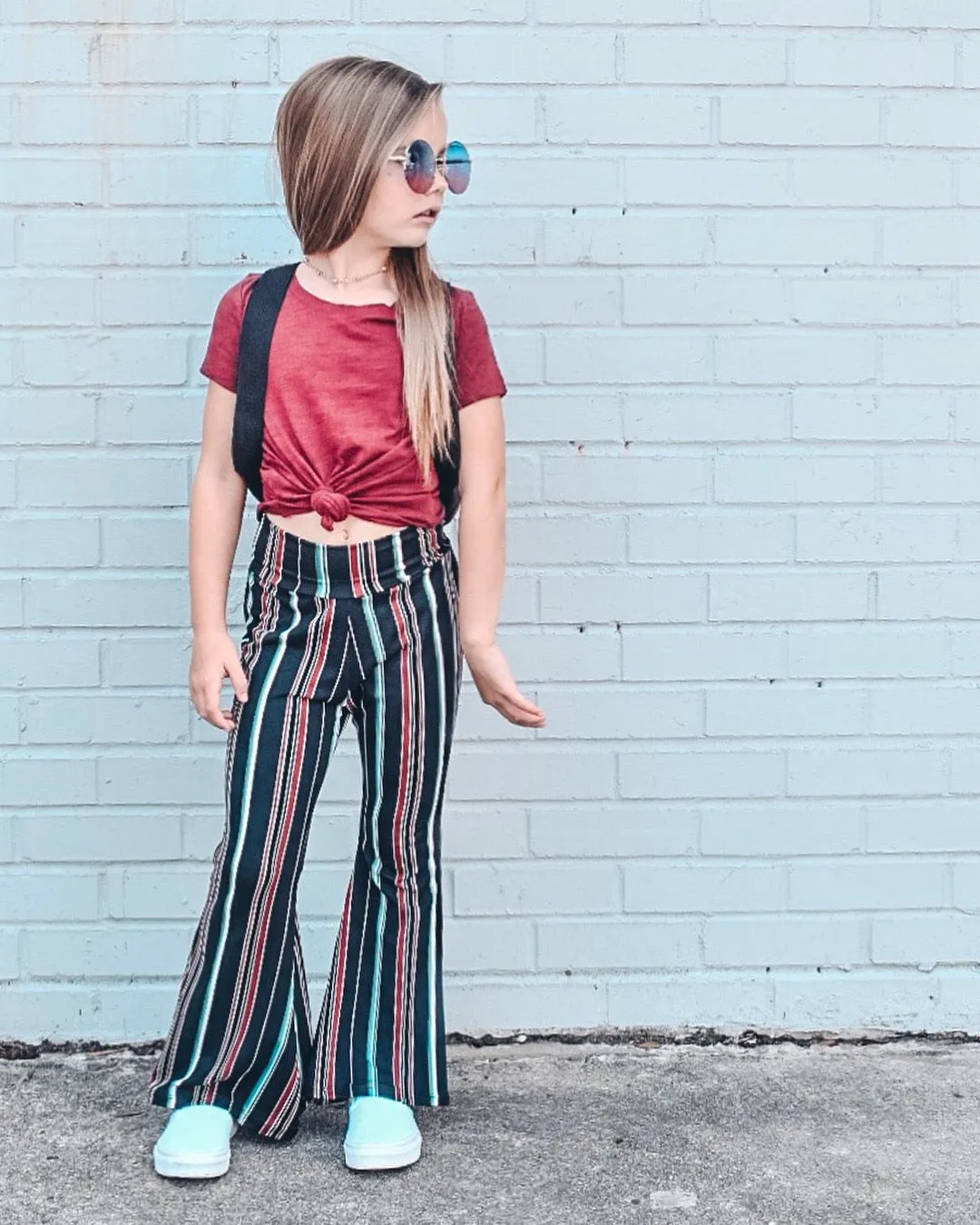 Blackberry Stripe Bell Bottoms
