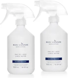 Bleu Lavande - Lavender Linen Water - Made with Pure Lavender Essential Oil - Natural Scent Fabric Refresher Spray - No Artificial Fragrances - Laundry Scent Booster - 2x 16.9 Fl Oz - 2 Pack
