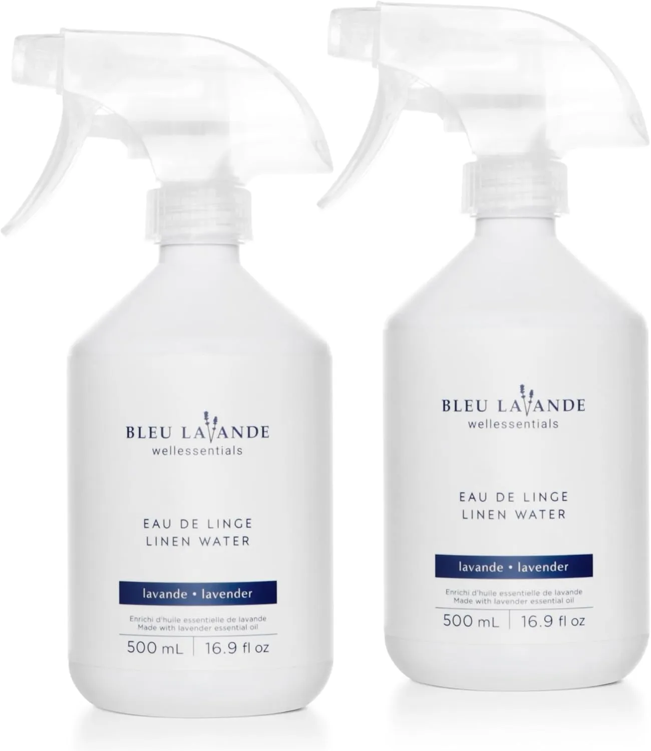 Bleu Lavande - Lavender Linen Water - Made with Pure Lavender Essential Oil - Natural Scent Fabric Refresher Spray - No Artificial Fragrances - Laundry Scent Booster - 2x 16.9 Fl Oz - 2 Pack