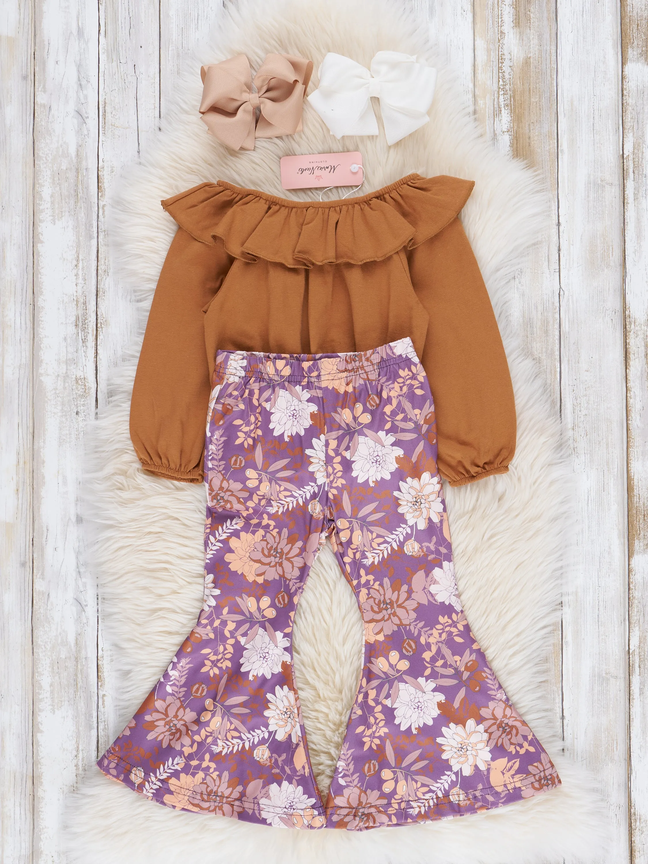 Camel Wildflowers Bell Bottoms Outfit
