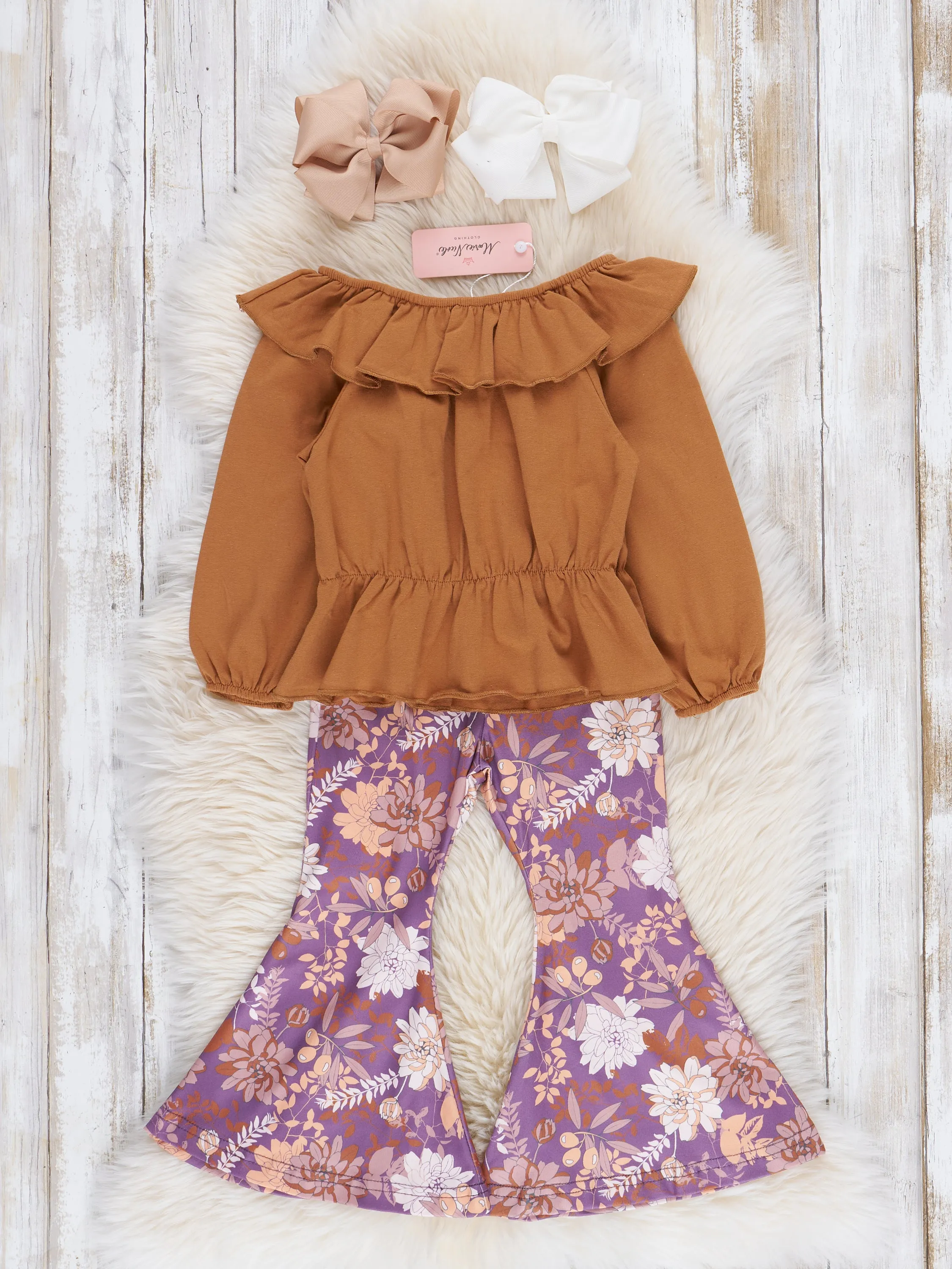 Camel Wildflowers Bell Bottoms Outfit