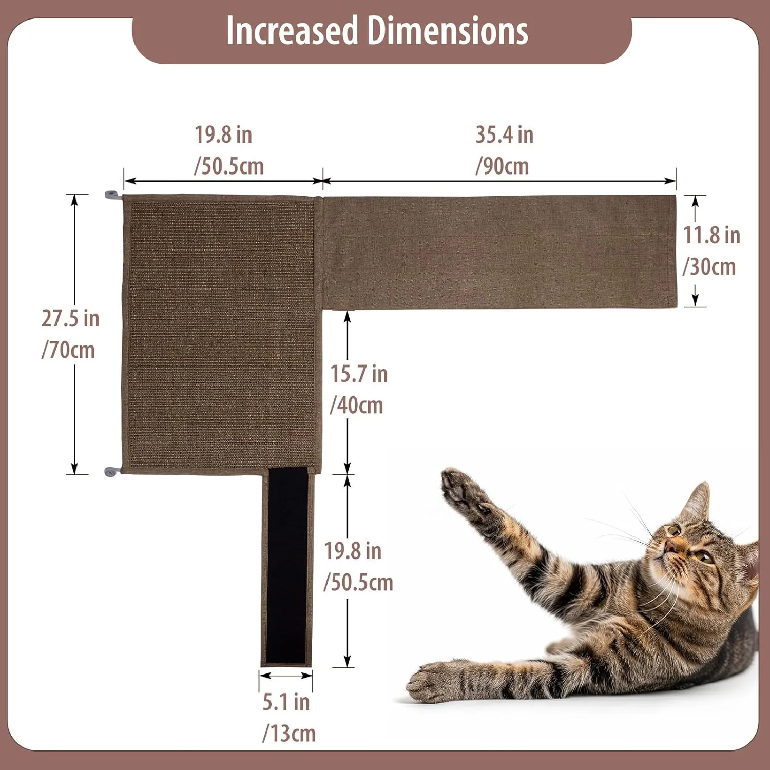 Cat Scratch Sofa Protector, 27.5x19.8 Inch Couch Protector Pad with Natural Sisal, Non-Slip Couch Arm Shield for Cats, Durable Scratch Guard for Sofa Chair and Couch Dual-Side Design(Right Hand)