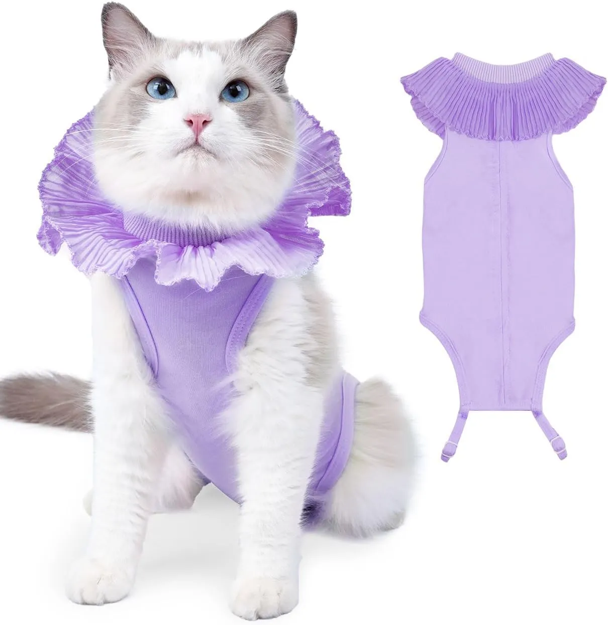 Cat Surgery Recovery Suit for Female Cat, Breathable Surgical Recovery Shirt for Abdominal Wound Skin Diseases After Surgery, Soft Fabric Kitten Onesie, E-Collar Alternative for Cat, Large