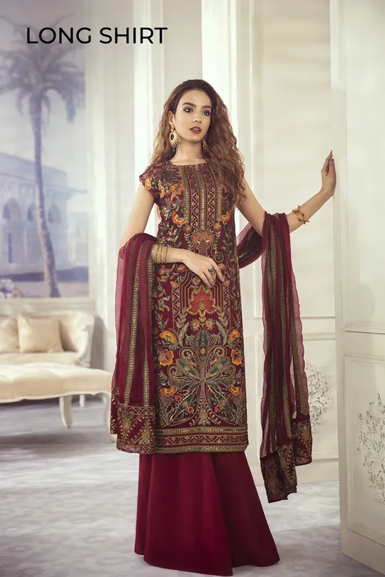 Chiffon Party Dress in Maroon Color #M0002