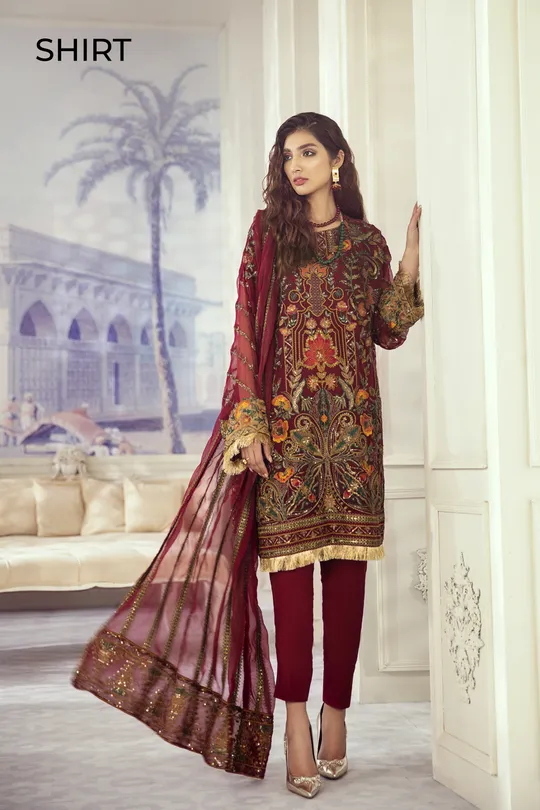 Chiffon Party Dress in Maroon Color #M0002