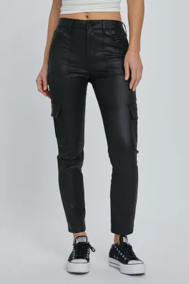 Coated Cargo Black Skinny Jean