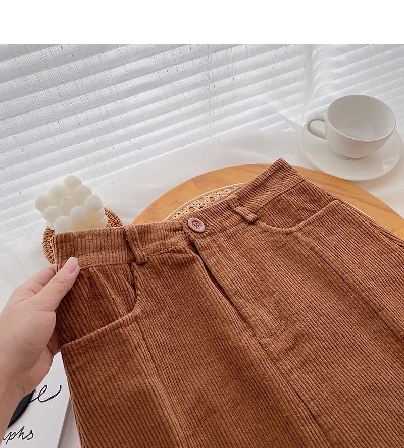 Corduroy High Waist Hip Wrap Skirt  5292