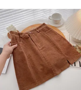 Corduroy High Waist Hip Wrap Skirt  5292