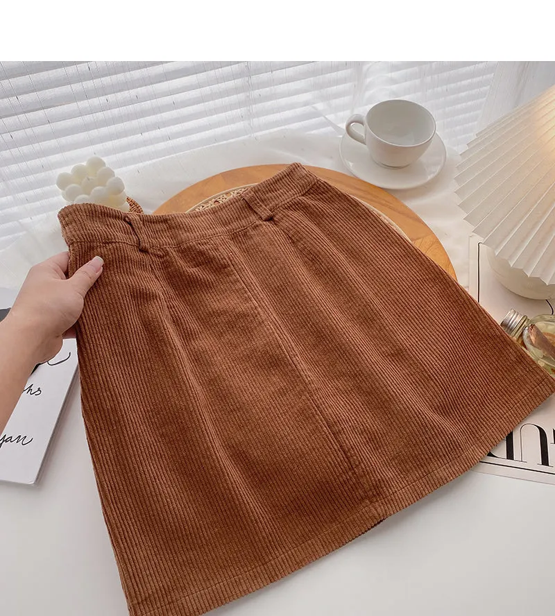 Corduroy High Waist Hip Wrap Skirt  5292
