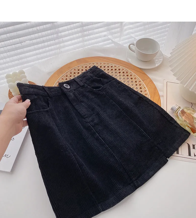 Corduroy High Waist Hip Wrap Skirt  5292