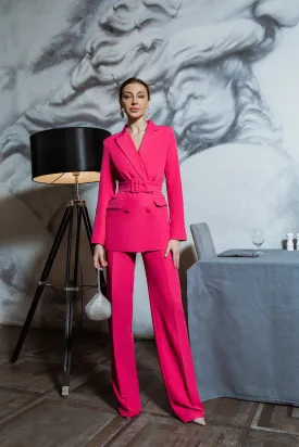Crimson Belted Double Breasted Suit 2-Piece