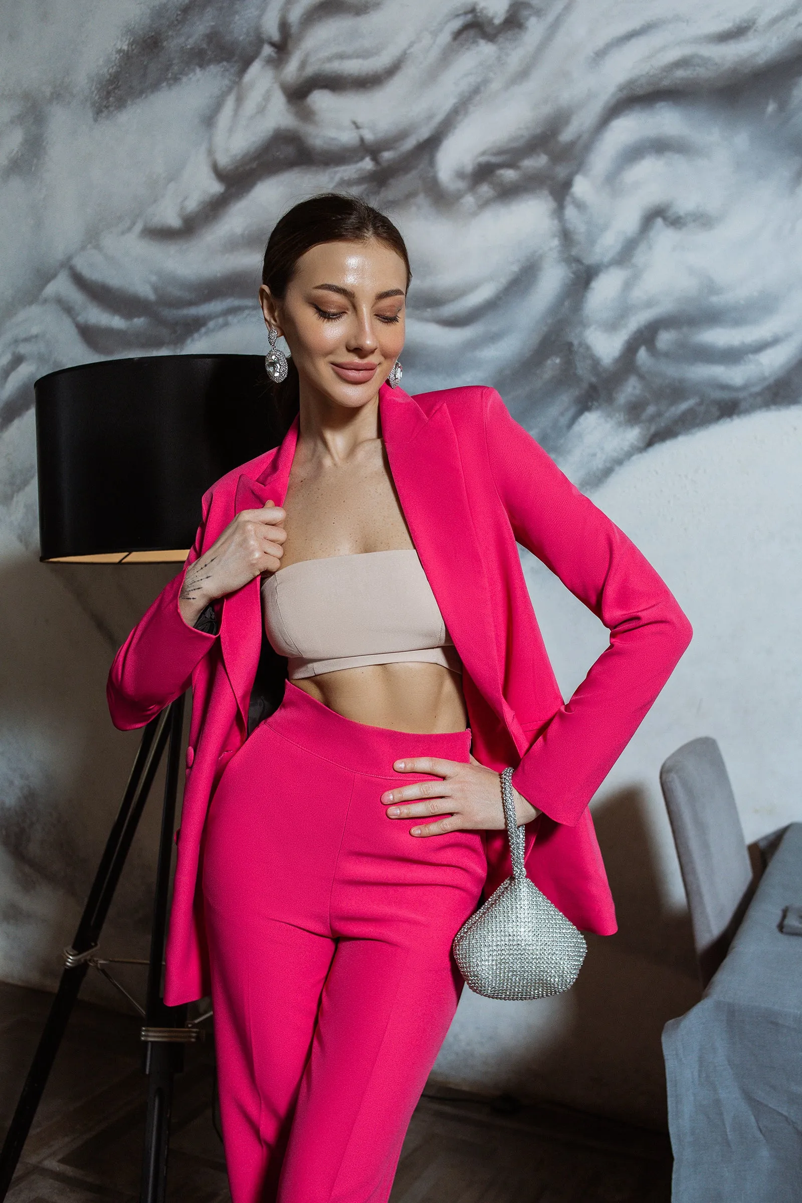 Crimson Belted Double Breasted Suit 2-Piece