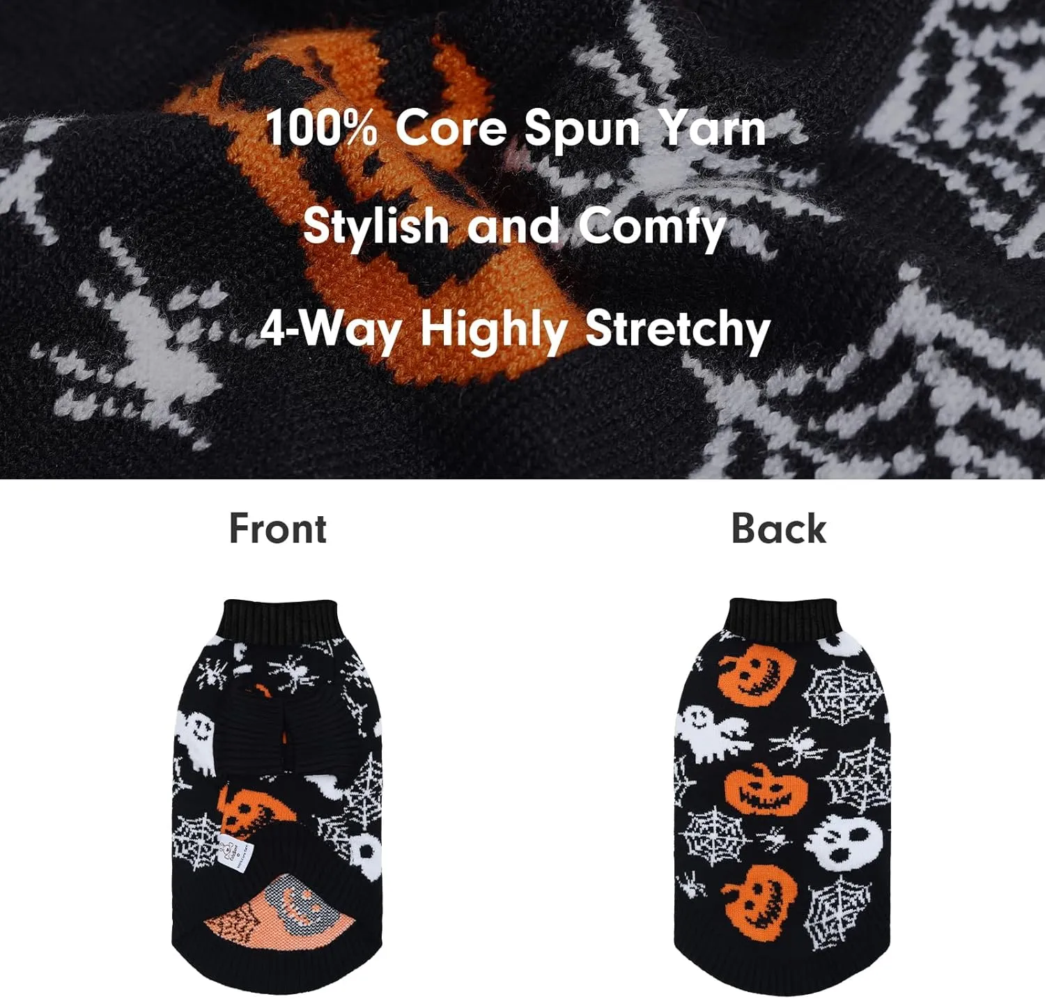 CuteBone Skull Dog Sweater Black Dog Sweater with Leash Hole Puppy Clothes for Medium Dogs Cozy Sweatshirts Puppy Sweater for Chihuahua Yorkie Teacup DS100M