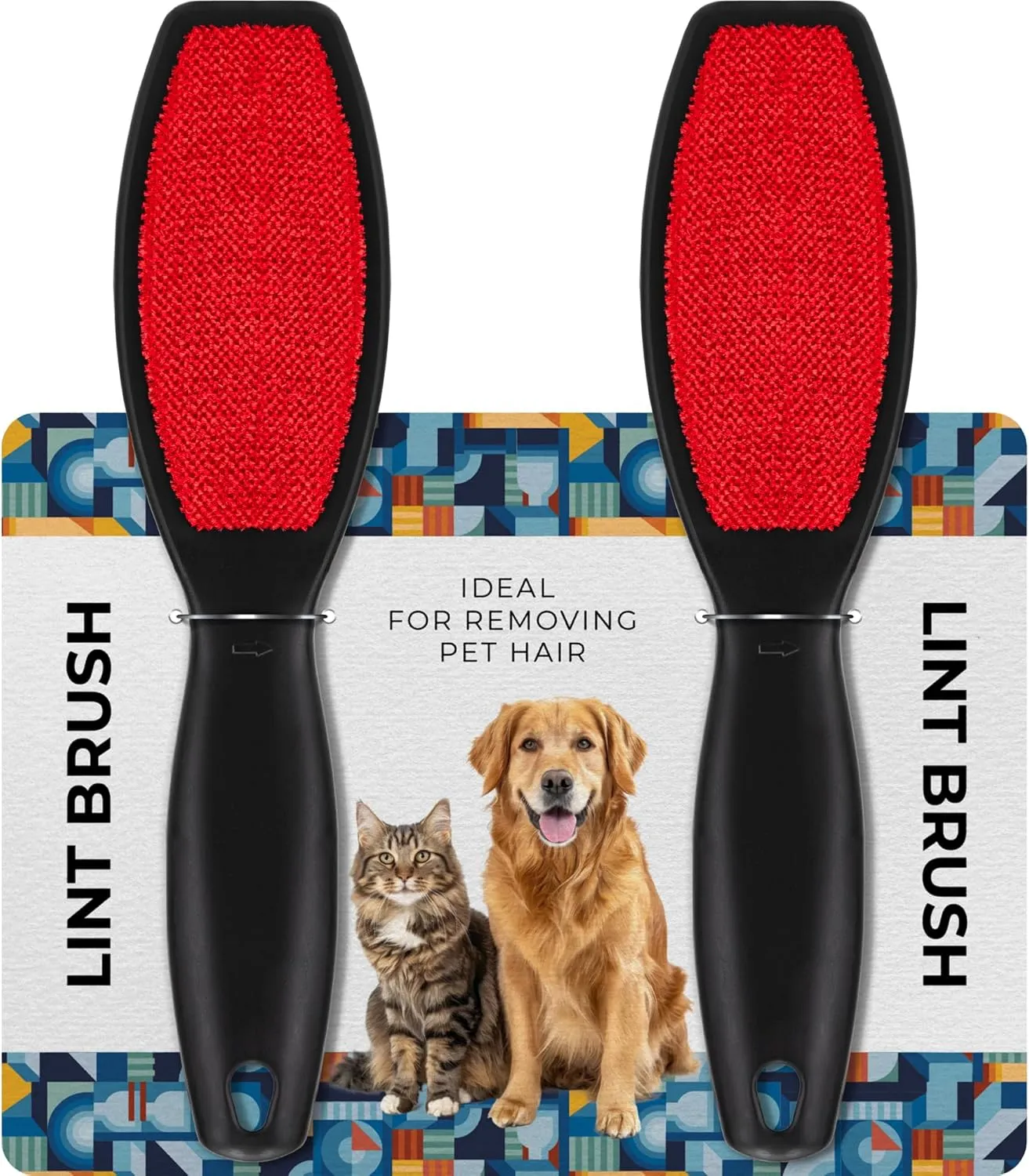 DecorRack (2 Pack) Double-Sided Lint Brushes, Pet Hair Remover Brush for Clothes and Furniture, Remove Cat and Dog Fur from Fabric Carpet and Clothing, Lint Removal Brush, Portable, Reusable (2 Pack)