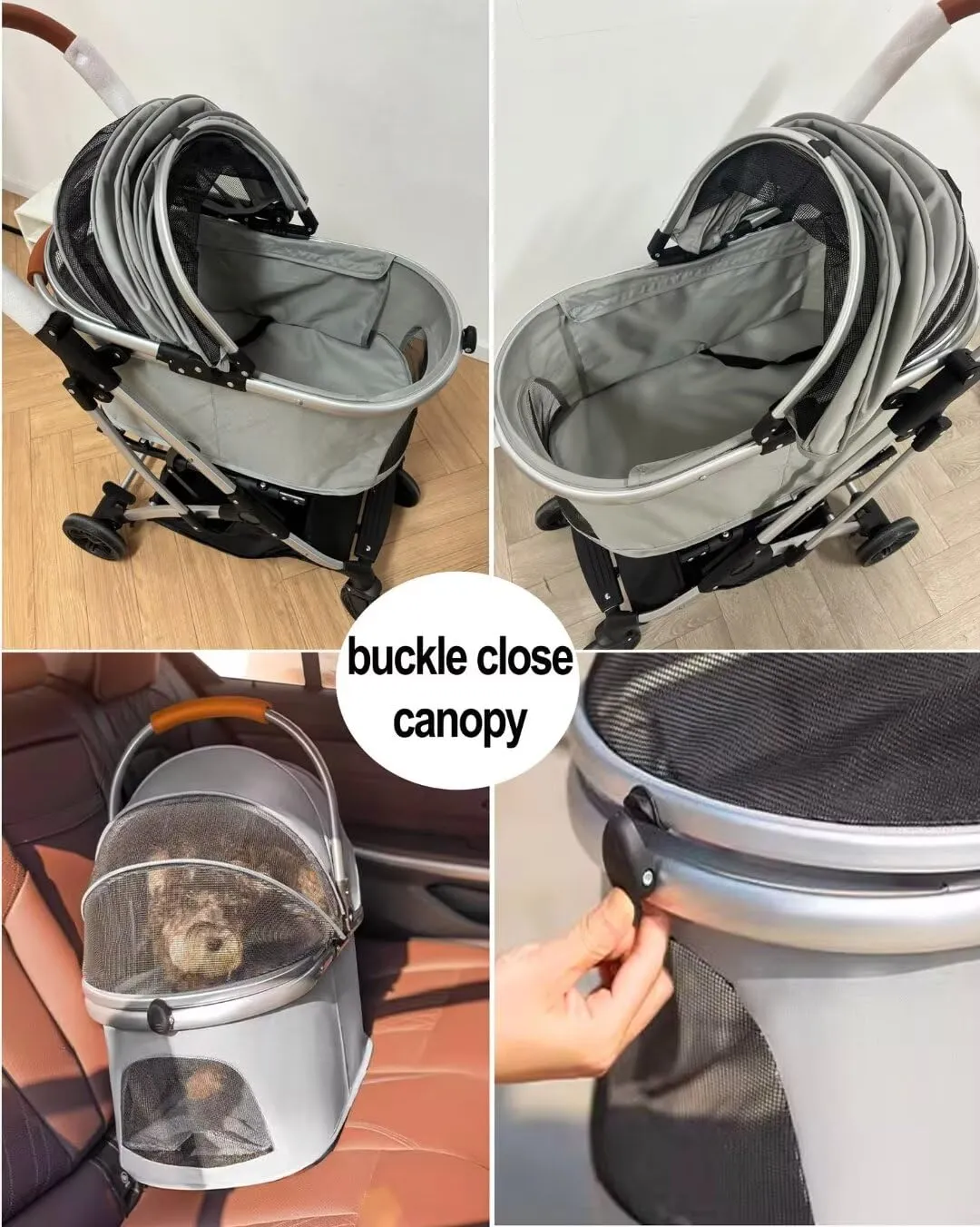 Dog Pram Dog Pushchair,High-View pet Stroller for go Out,Foldable Aluminum Alloy Frame,Detachable Carrier Cabin Bag,4 Wheels pet pram Trolley for Dogs and Cats,Shock Absorber Swivel Front Wh