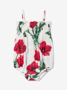 Dolce & Gabbana Baby Girls Poppy Print Romper in White
