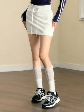 Drawstring Casual Hip Skirt & Long Skirt