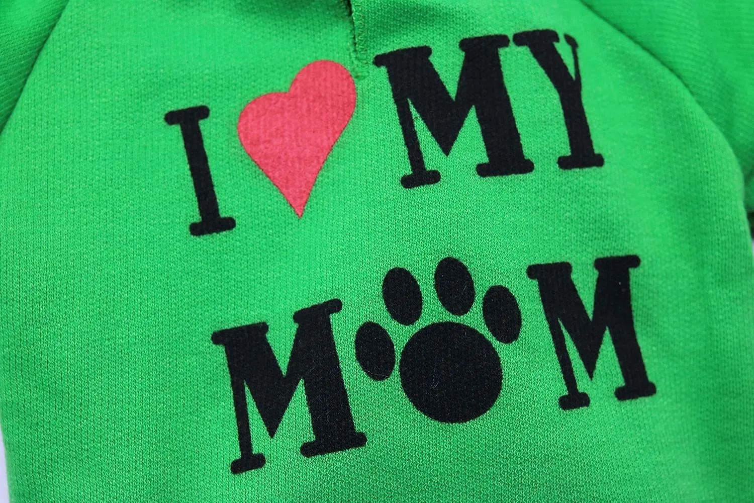 DroolingDog Dog T-Shirts Green I Love My Mom Shirts Puppy Apparel for Small Dogs XS Green