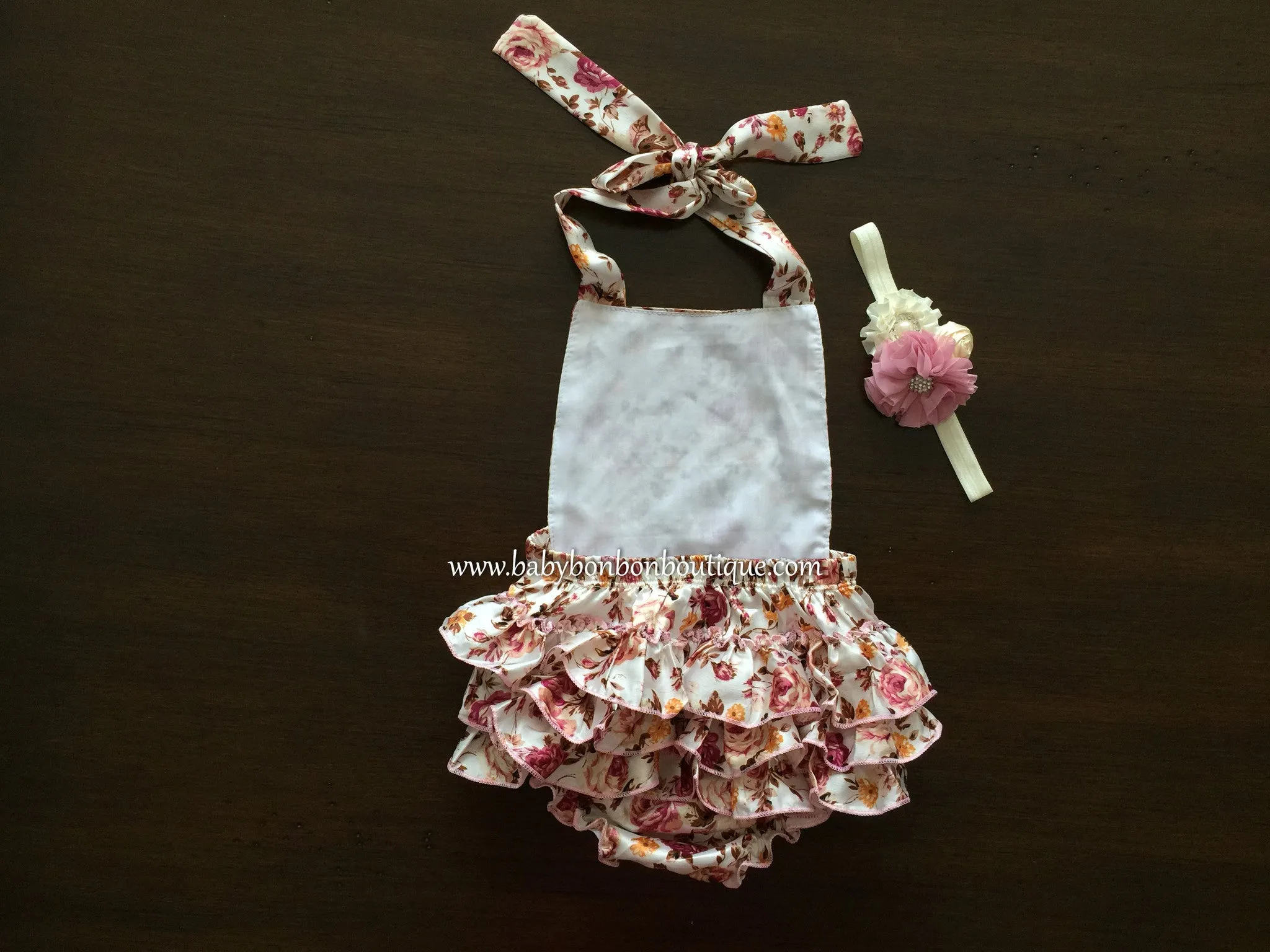 Dusty Pink Floral Ruffled Romper