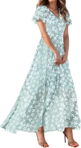 Easter Dress for Women Swing Flowy Ruffle Hem Swing Womens Dresses Chiffon Dress Summer Dresses