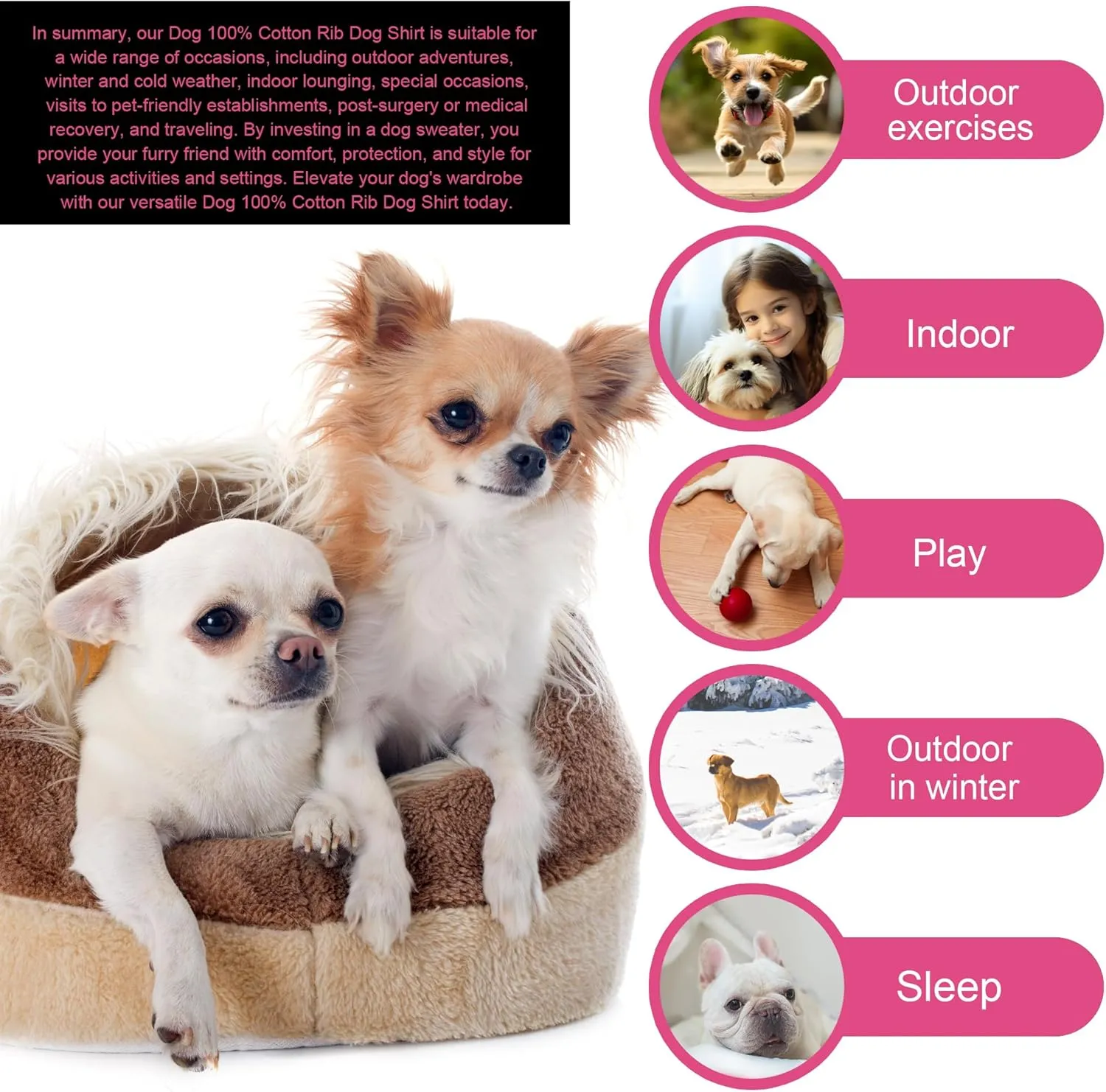 Elevate Your Pet's Comfort and Fashion: Premium 100% Cotton Rib Dog Shirt Vest for Small Breeds Like Chihuahuas, Yorkies, and Puppies .Year-Round Style with Tank-Style Puppy Attire Pink X-Small
