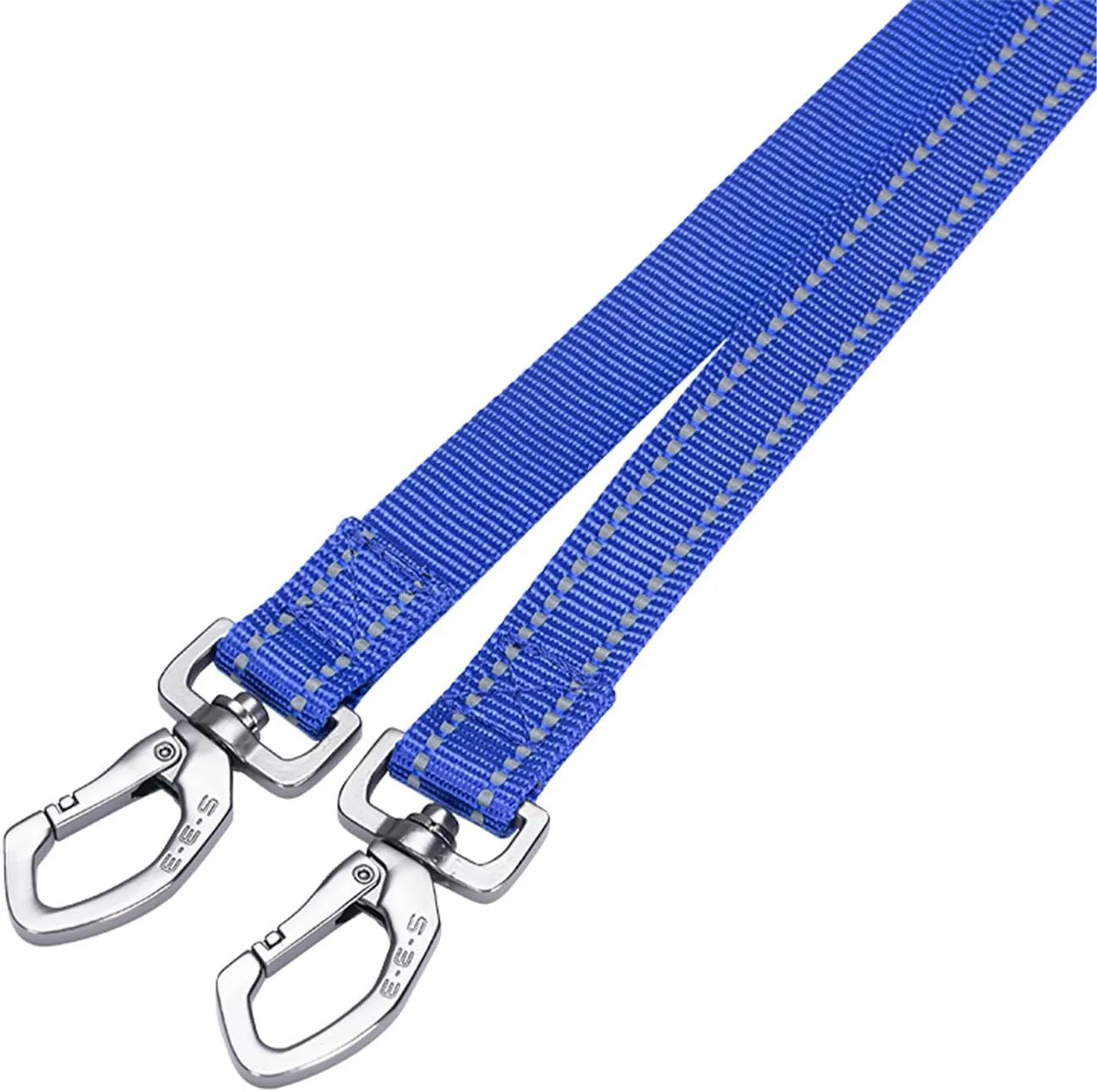 EXCELLENT ELITE SPANKER Reflective Dual Leash - 5FT Double Dog Leash with Padded Handle for Two Dogs Walking & Training (Blue)