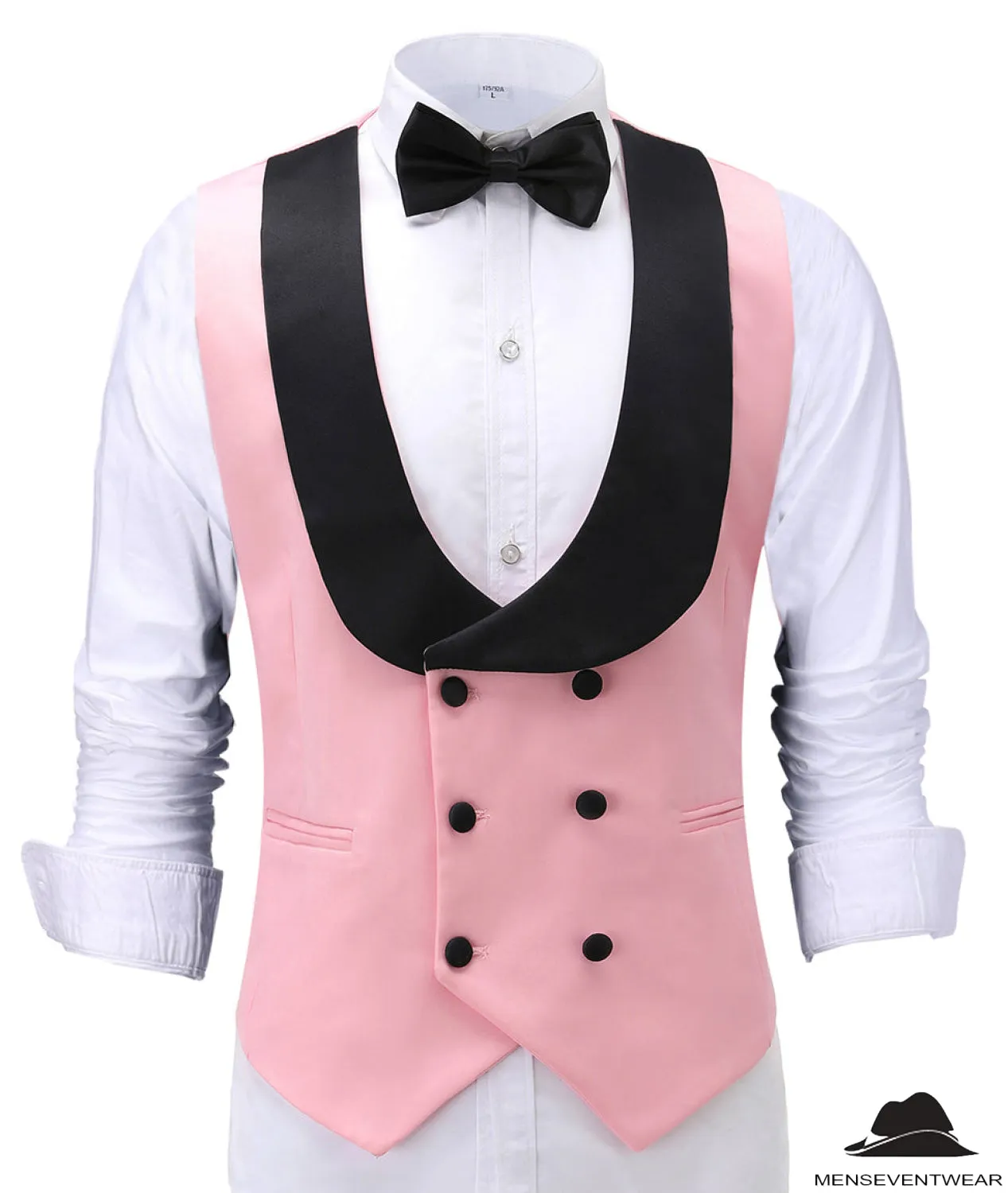 Fashion Men's Suit Vest Regular Fit Shawl Lapel Waistcoat For Wedding