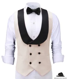 Fashion Men's Suit Vest Regular Fit Shawl Lapel Waistcoat For Wedding
