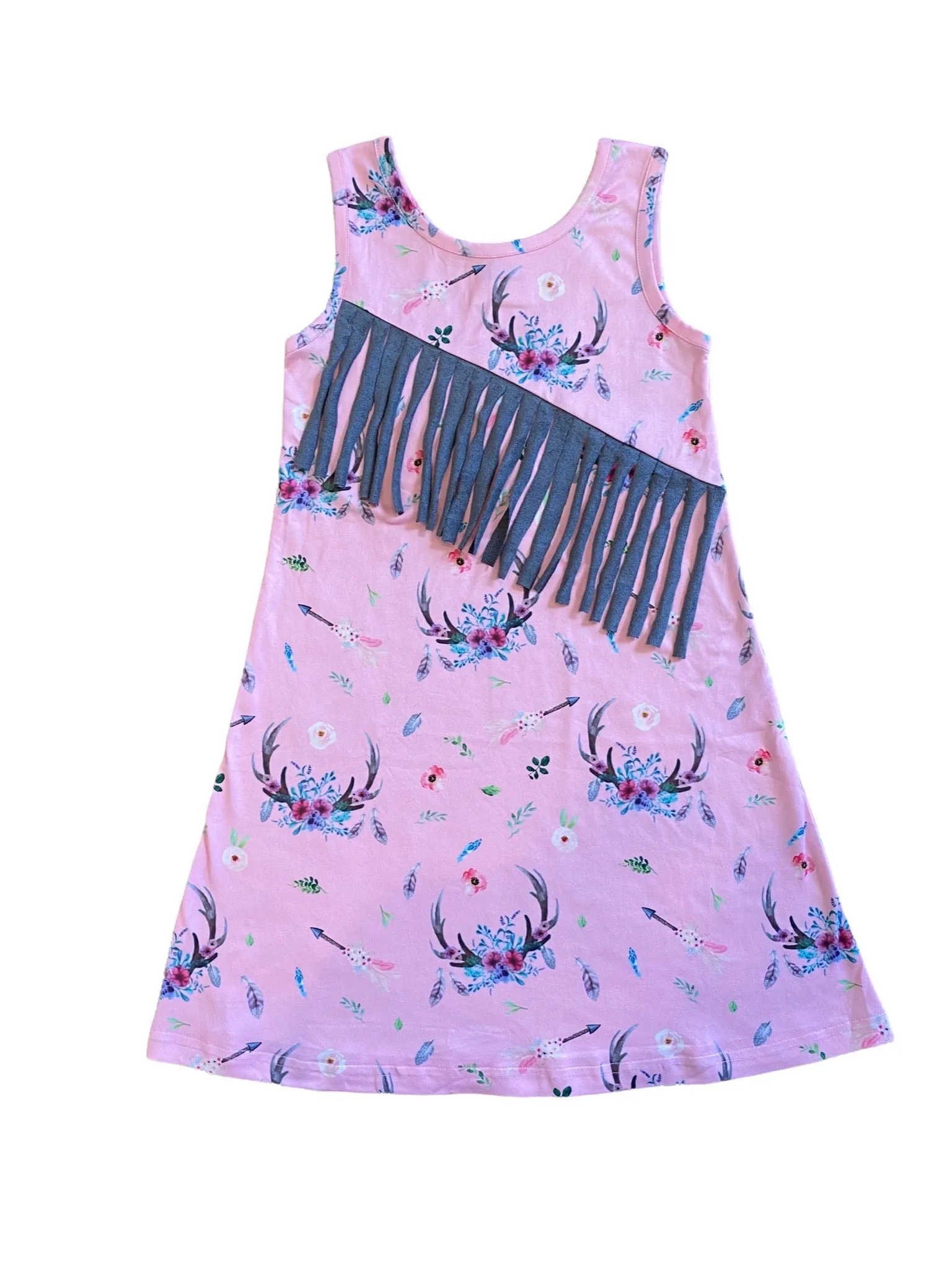 Floral Antler Suede Fringe Dress Baby (0-18M)