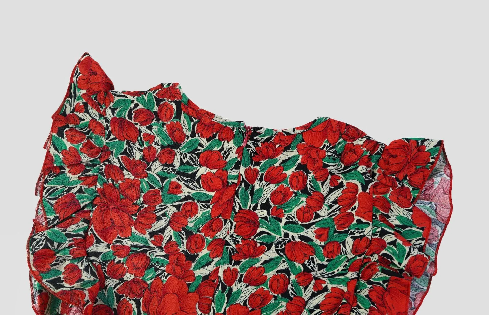 Floral Print V Neck Flutter-sleeve Belted Dress for Mommy and Mini