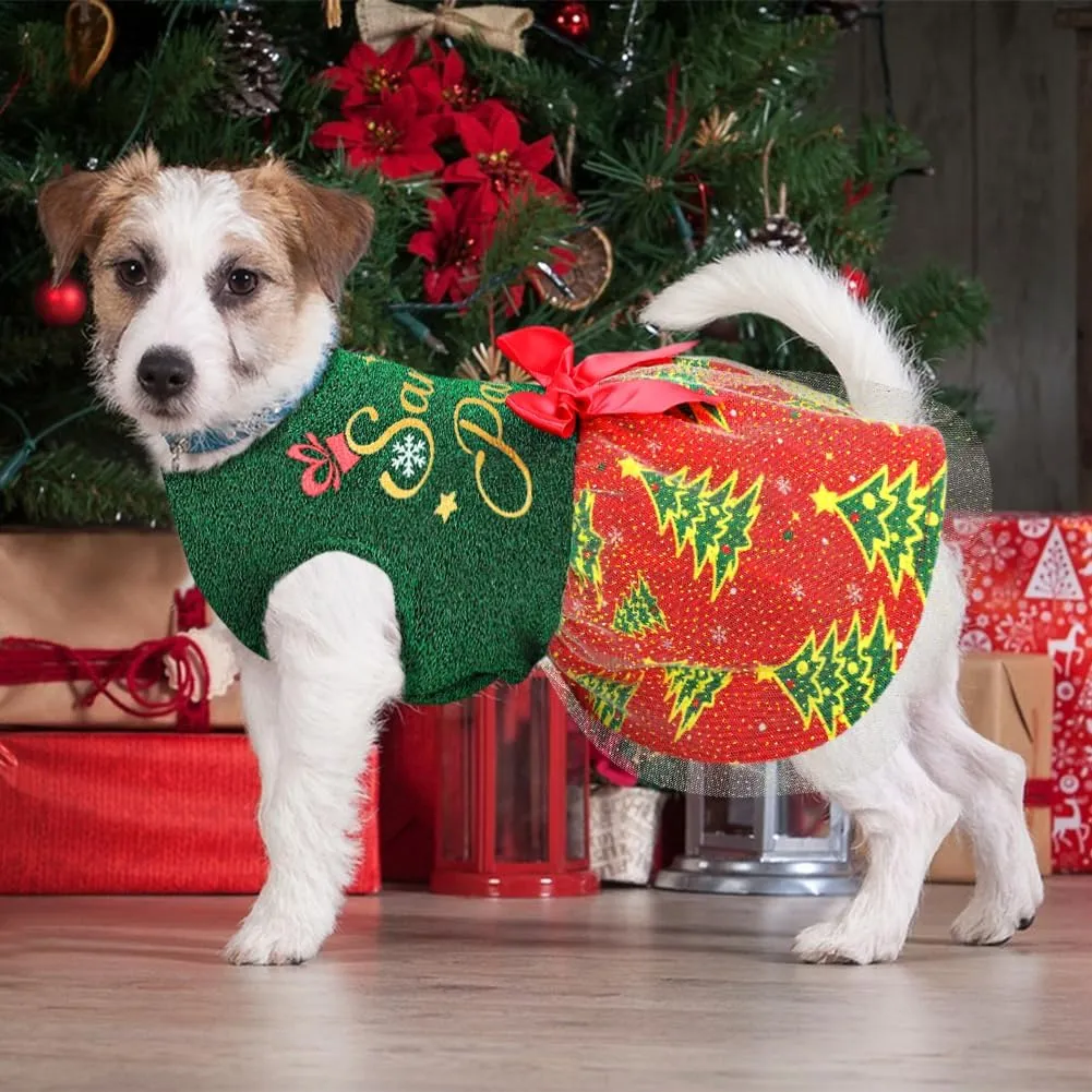 Funny Puppy Dress with Bow - Dog Dresses & Costumes for Small & Large Dogs - Pumpkin Witch Bat Pet Costume for Halloween & Christmas