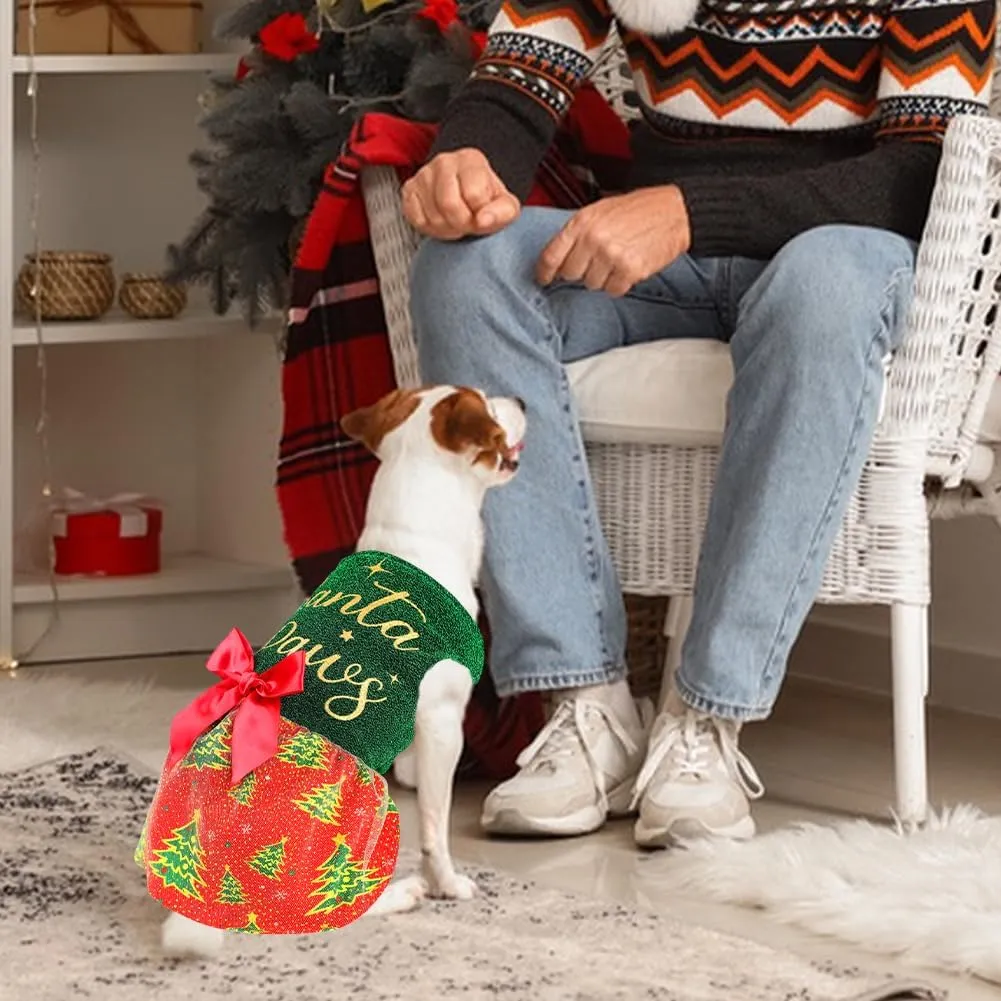 Funny Puppy Dress with Bow - Dog Dresses & Costumes for Small & Large Dogs - Pumpkin Witch Bat Pet Costume for Halloween & Christmas
