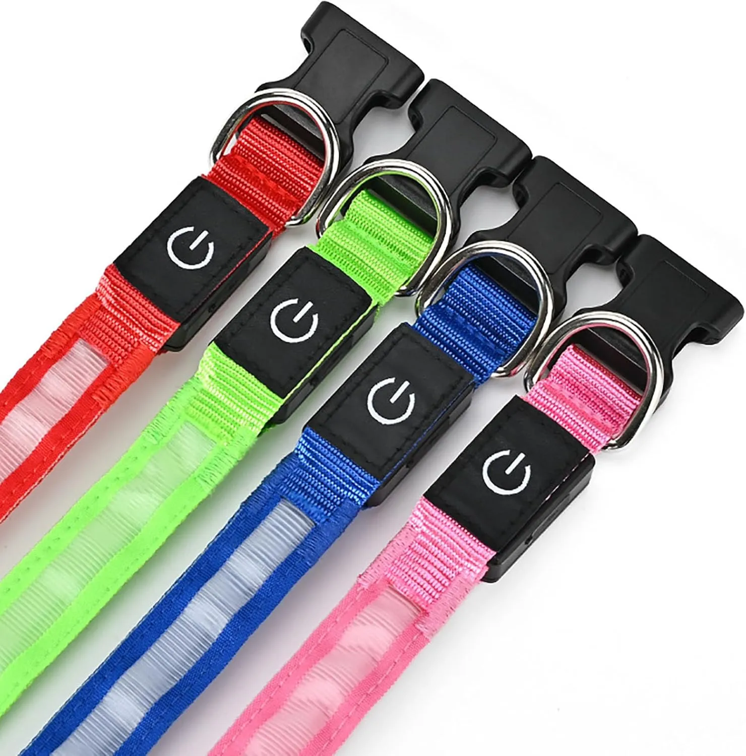 Glow-in-The-Dark LED Dog Collar with Rechargeable Light, Waterproof Night Safety Collar for Large, Medium, and Small Dogs (Pink, 23.62 inch)