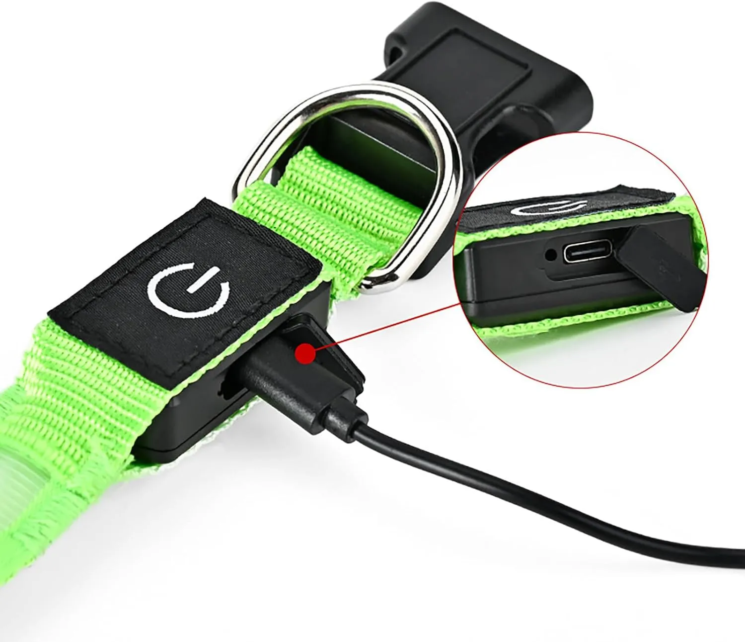 Glow-in-The-Dark LED Dog Collar with Rechargeable Light, Waterproof Night Safety Collar for Large, Medium, and Small Dogs (Pink, 23.62 inch)