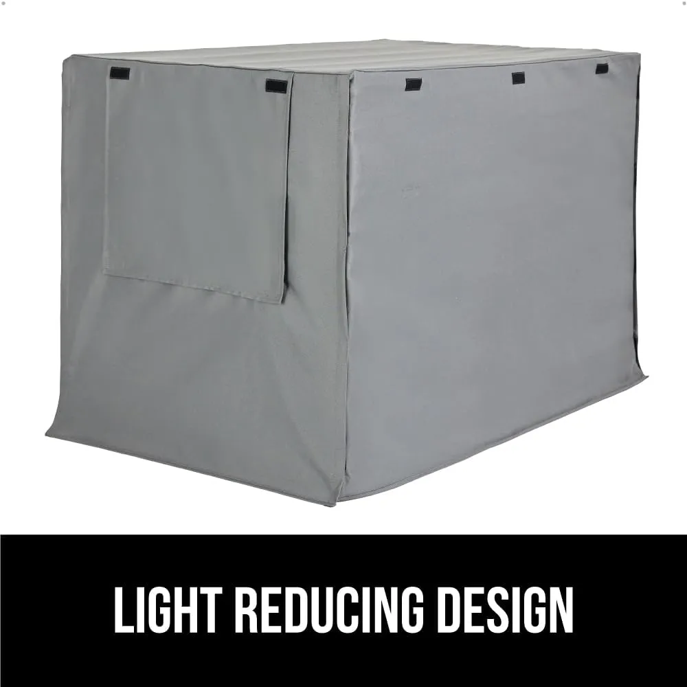GORILLA GRIP Dog Crate Covers Compatible with Amazon Basics Dog Crates, All Sides Open, Privacy Cover Fits 24" Wire Kennel, Breathable Mesh Windows, Light Reducing Puppy Training Cage Topper, Gray