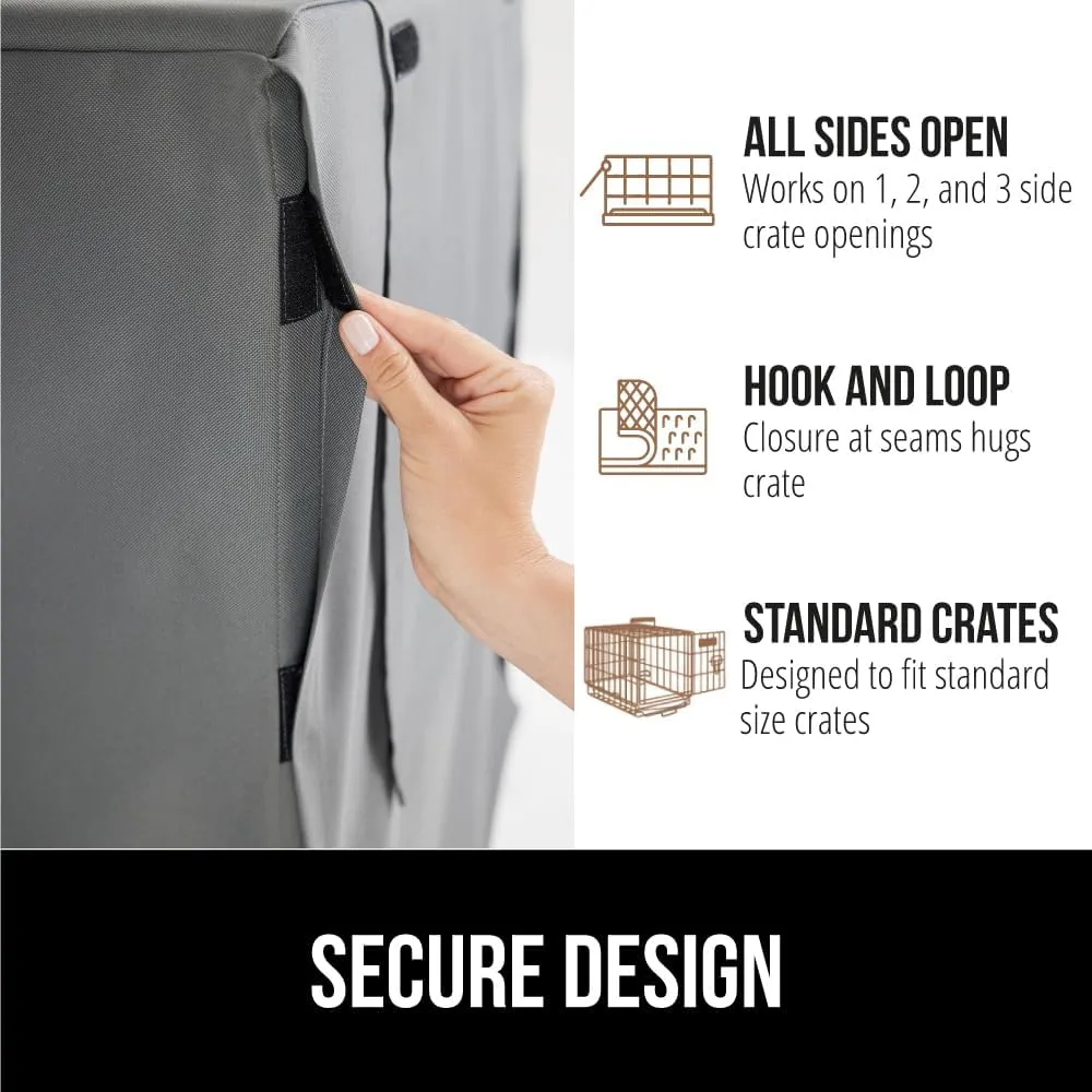 GORILLA GRIP Dog Crate Covers Compatible with Amazon Basics Dog Crates, All Sides Open, Privacy Cover Fits 24" Wire Kennel, Breathable Mesh Windows, Light Reducing Puppy Training Cage Topper, Gray