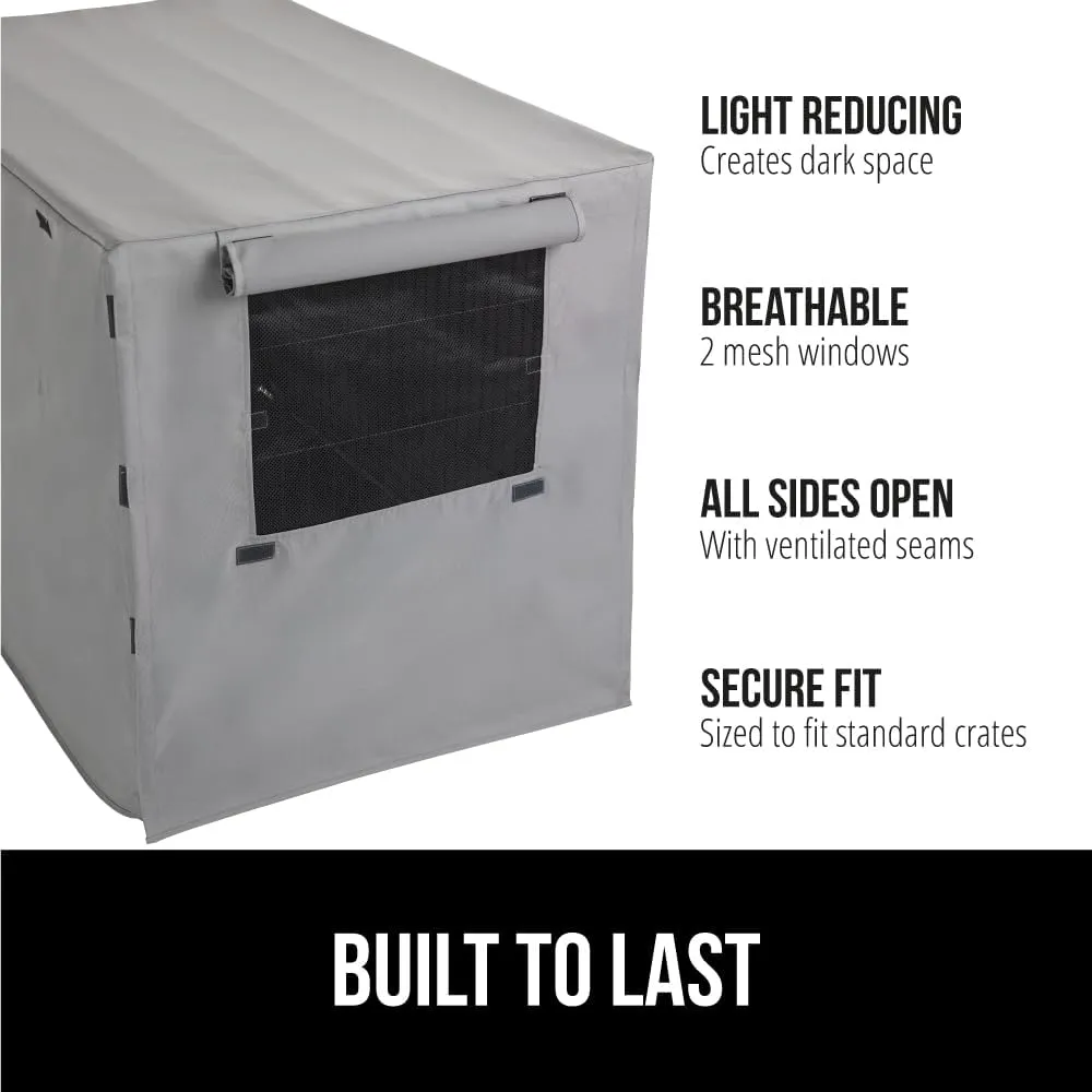 GORILLA GRIP Dog Crate Covers Compatible with Amazon Basics Dog Crates, All Sides Open, Privacy Cover Fits 24" Wire Kennel, Breathable Mesh Windows, Light Reducing Puppy Training Cage Topper, Gray