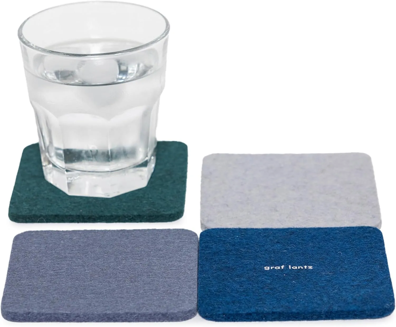 Graf Lantz - Bierfilzl Felt Coasters - Square - 100% Merino Wool - Moisture Wicking - Heat Resistant - Sustainable - Home Decor - Housewarming Gift - 4 Coaster Set - 4" x 4" x 5 mm - Blue Jeans
