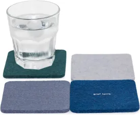Graf Lantz - Bierfilzl Felt Coasters - Square - 100% Merino Wool - Moisture Wicking - Heat Resistant - Sustainable - Home Decor - Housewarming Gift - 4 Coaster Set - 4" x 4" x 5 mm - Blue Jeans
